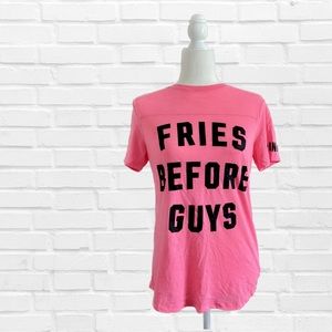 PINK VS  Fries Before Guys Hot Pink Barbiecore Short Sleeve T-shirt size XS
